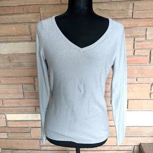 Sparkly silver David Brooks v-neck